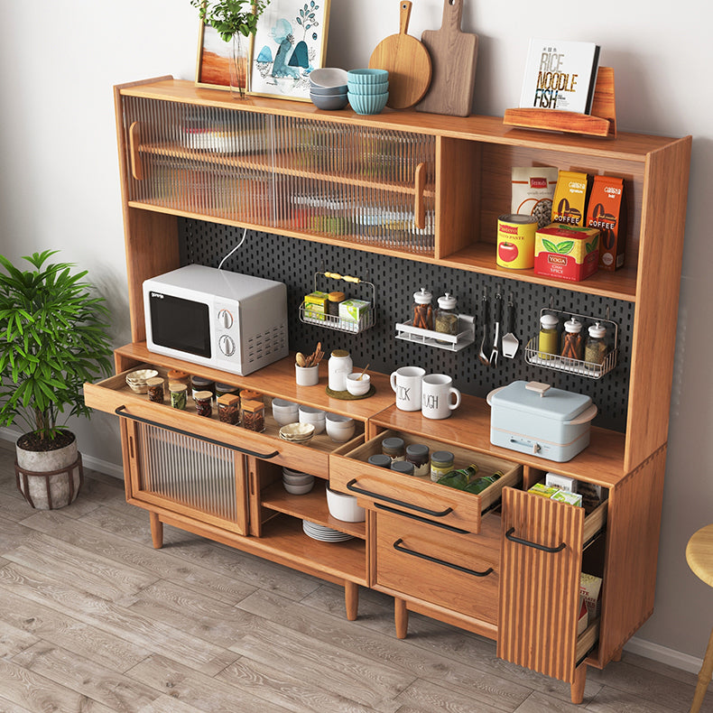 Glam Solid Wood Sideboard Glass Doors Dining Server for Kitchen Clearhalo 'buffet_sideboard' 'Buffets & Sideboards' 'furn' 'furn_buffet_sideboard' 'Furniture' 'Kitchen & Dining Furniture' 5335484