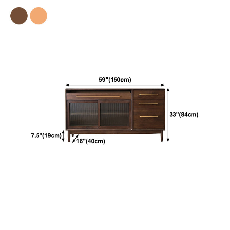 Glam Solid Wood Sideboard Glass Doors Dining Server for Kitchen Clearhalo 'buffet_sideboard' 'Buffets & Sideboards' 'furn' 'furn_buffet_sideboard' 'Furniture' 'Kitchen & Dining Furniture' 5335486
