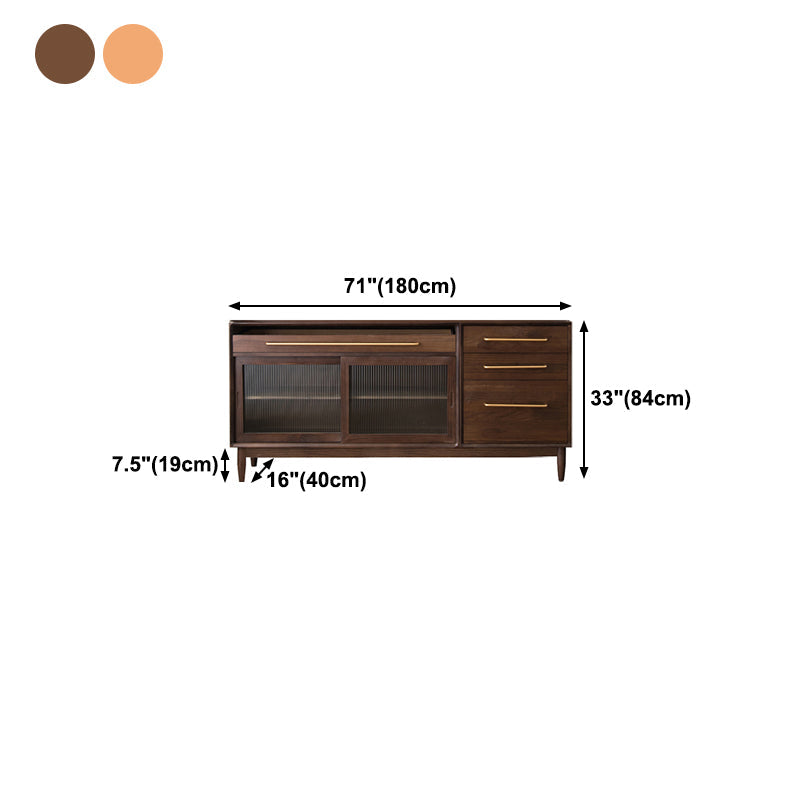 Glam Solid Wood Sideboard Glass Doors Dining Server for Kitchen Clearhalo 'buffet_sideboard' 'Buffets & Sideboards' 'furn' 'furn_buffet_sideboard' 'Furniture' 'Kitchen & Dining Furniture' 5335487