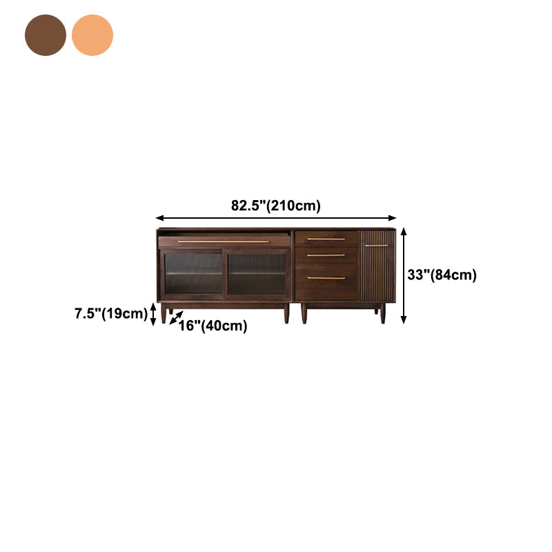 Glam Solid Wood Sideboard Glass Doors Dining Server for Kitchen Clearhalo 'buffet_sideboard' 'Buffets & Sideboards' 'furn' 'furn_buffet_sideboard' 'Furniture' 'Kitchen & Dining Furniture' 5335488
