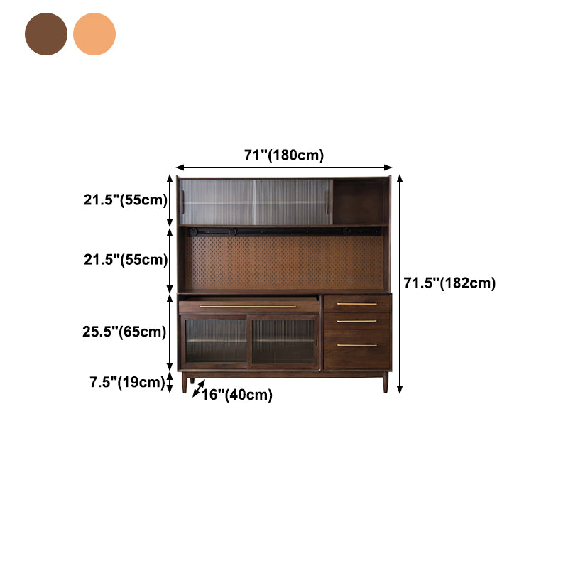 Glam Solid Wood Sideboard Glass Doors Dining Server for Kitchen Clearhalo 'buffet_sideboard' 'Buffets & Sideboards' 'furn' 'furn_buffet_sideboard' 'Furniture' 'Kitchen & Dining Furniture' 5335490