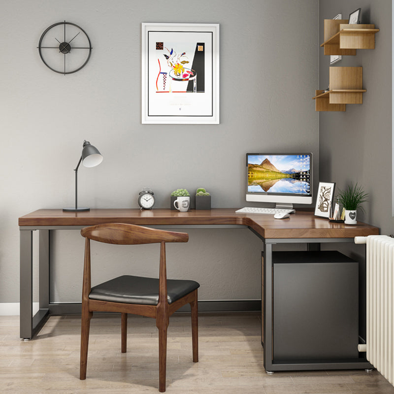 L-Shape Office Writing Table Industrial Solid Wood Home Working Desk Clearhalo 'furn' 'furn_office_desk' 'Furniture' 'Office Desks' 'Office Furniture' 'office_desk' 5335792
