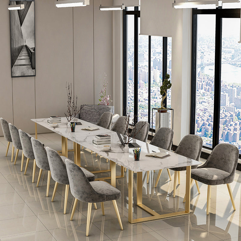 Mesa de reuniones rectangular de mármol artificial oficina en el hogar escritorio de escritura moderna