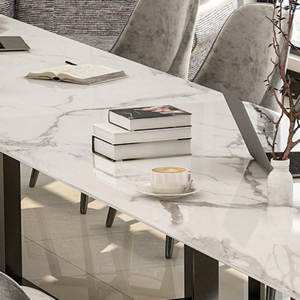 Mesa de reuniones rectangular de mármol artificial oficina en el hogar escritorio de escritura moderna