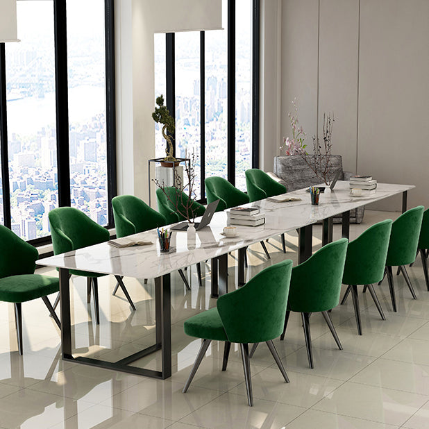 Mesa de reuniones rectangular de mármol artificial oficina en el hogar escritorio de escritura moderna