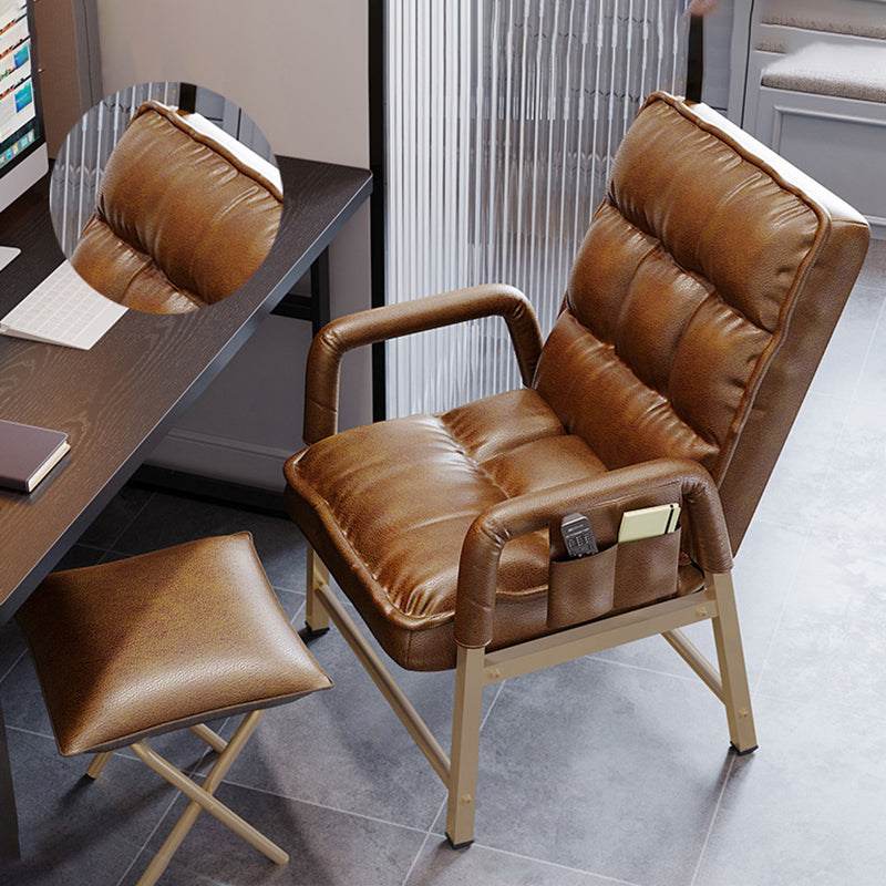 Working Chair with Padded Arms Modern Style Home Office Chair Brown With Footrest Clearhalo 'furn' 'furn_office_chair' 'Furniture' 'Office Chairs' 'Office Furniture' 'office_chair' 5335933
