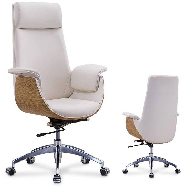 Ergonomische künstliche Lederstuhl Schwenkstuhl mit Rädern schwenkbarer Arme Stuhl