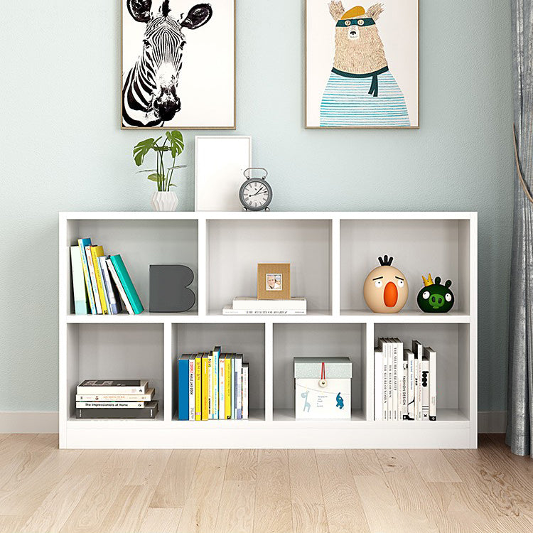 Wood Bookshelf White Contemporary Style Bookcase for Home Office