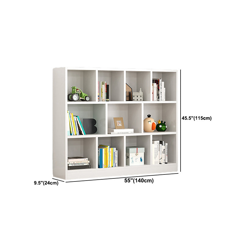Wood Bookshelf White Contemporary Style Bookcase for Home Office