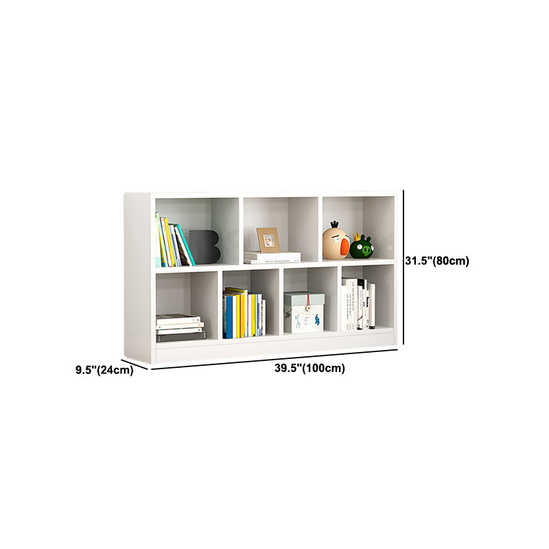 Wood Bookshelf White Contemporary Style Bookcase for Home Office