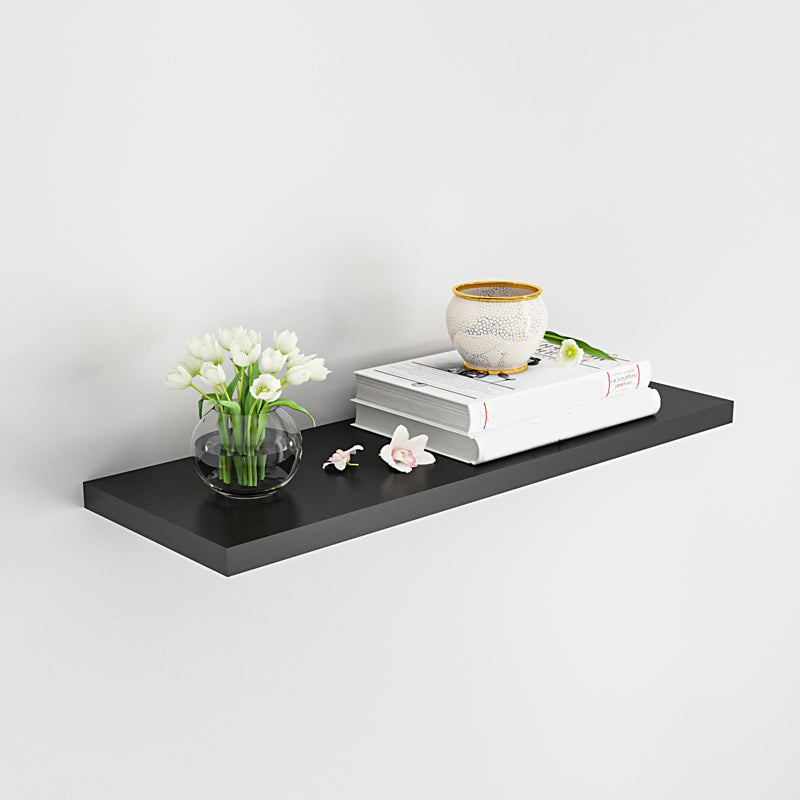 Contemporary Wood Bookshelf Closed Back Wall Mounted Bookcase for Office 23.6"L x 7.9"W x 0.8"H Black Clearhalo 'Bookcases' 'furn' 'furn_bookcases' 'Furniture' 'Office Furniture' 5336207