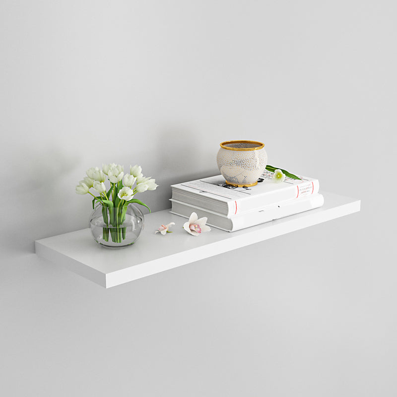 Contemporary Wood Bookshelf Closed Back Wall Mounted Bookcase for Office 23.6"L x 7.9"W x 0.8"H White Clearhalo 'Bookcases' 'furn' 'furn_bookcases' 'Furniture' 'Office Furniture' 5336208