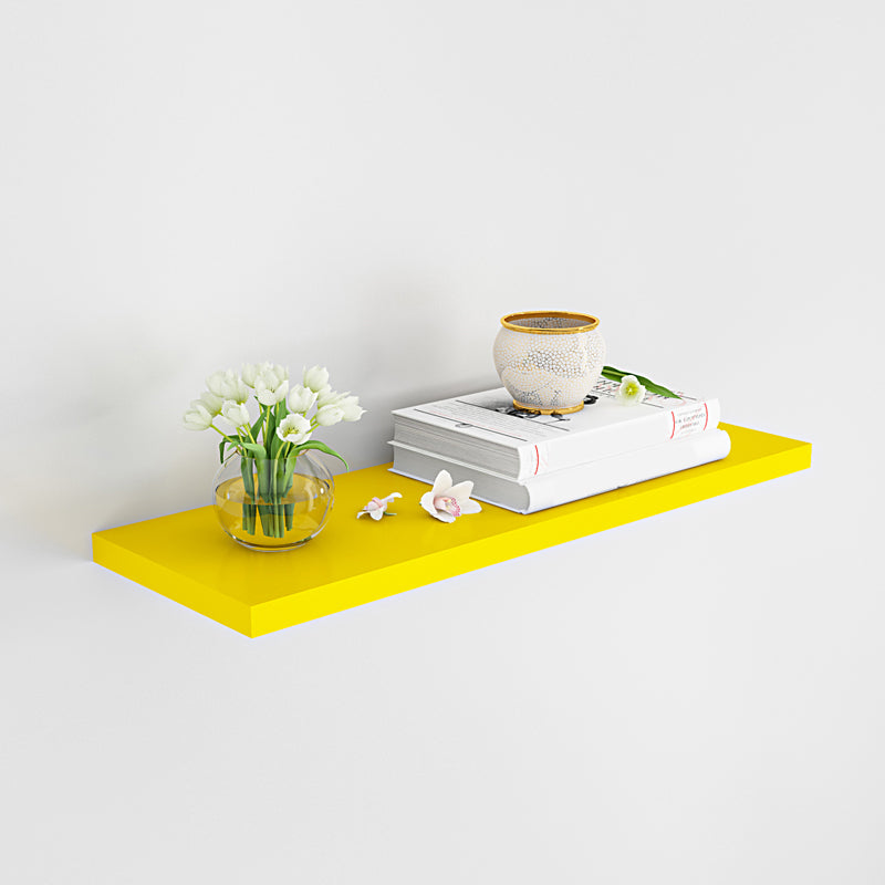 Contemporary Wood Bookshelf Closed Back Wall Mounted Bookcase for Office 23.6"L x 7.9"W x 0.8"H Yellow Clearhalo 'Bookcases' 'furn' 'furn_bookcases' 'Furniture' 'Office Furniture' 5336211