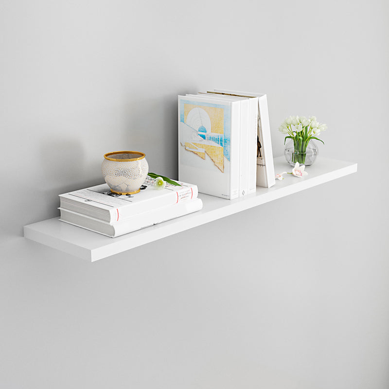 Contemporary Wood Bookshelf Closed Back Wall Mounted Bookcase for Office 35.4"L x 7.9"W x 0.8"H White Clearhalo 'Bookcases' 'furn' 'furn_bookcases' 'Furniture' 'Office Furniture' 5336217