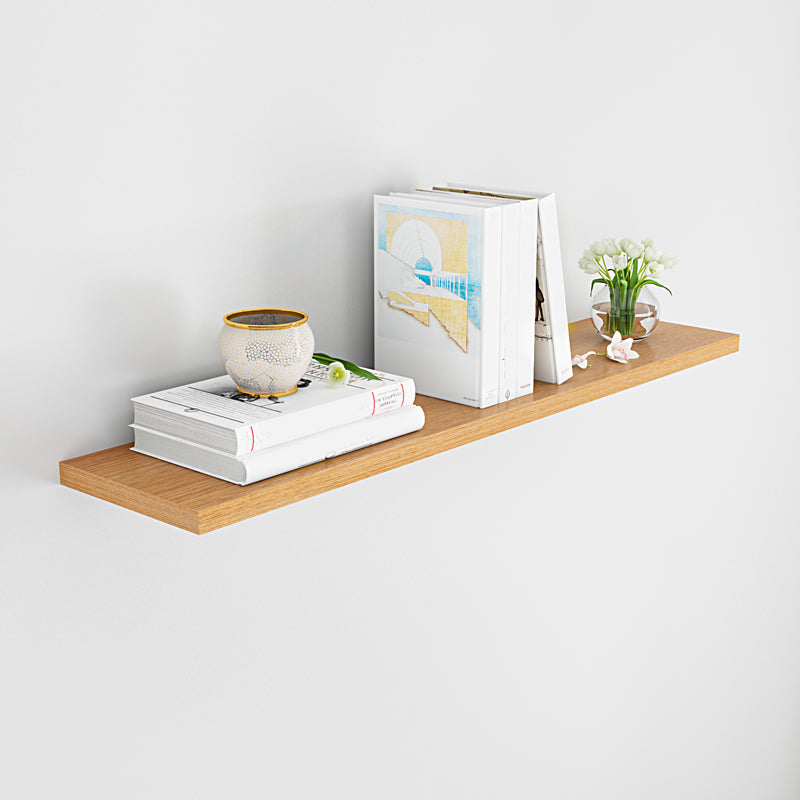 Contemporary Wood Bookshelf Closed Back Wall Mounted Bookcase for Office 35.4"L x 7.9"W x 0.8"H Natural Clearhalo 'Bookcases' 'furn' 'furn_bookcases' 'Furniture' 'Office Furniture' 5336219