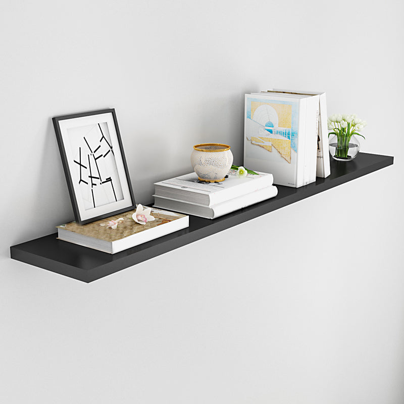 Contemporary Wood Bookshelf Closed Back Wall Mounted Bookcase for Office 47.2"L x 7.9"W x 0.8"H Black Clearhalo 'Bookcases' 'furn' 'furn_bookcases' 'Furniture' 'Office Furniture' 5336220