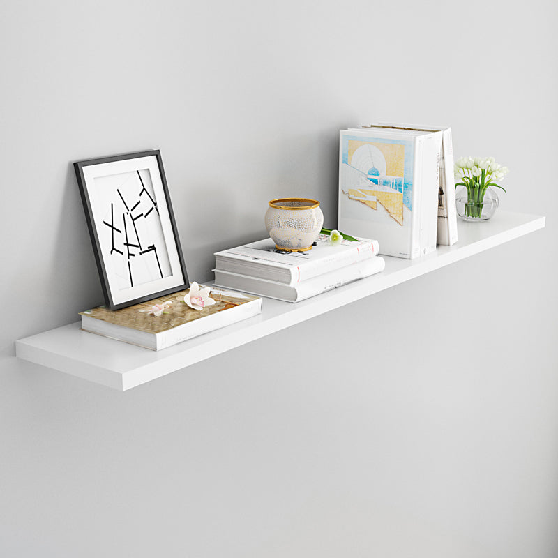 Contemporary Wood Bookshelf Closed Back Wall Mounted Bookcase for Office 47.2"L x 7.9"W x 0.8"H White Clearhalo 'Bookcases' 'furn' 'furn_bookcases' 'Furniture' 'Office Furniture' 5336221