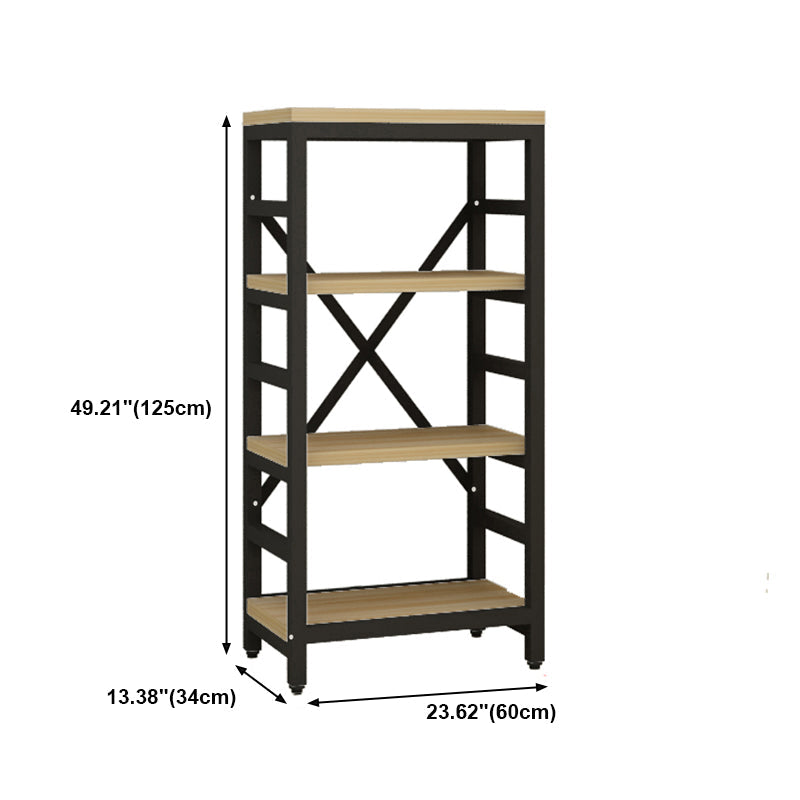 Estantería de estilo moderno marco de metal negro abiertamente estantería para la oficina