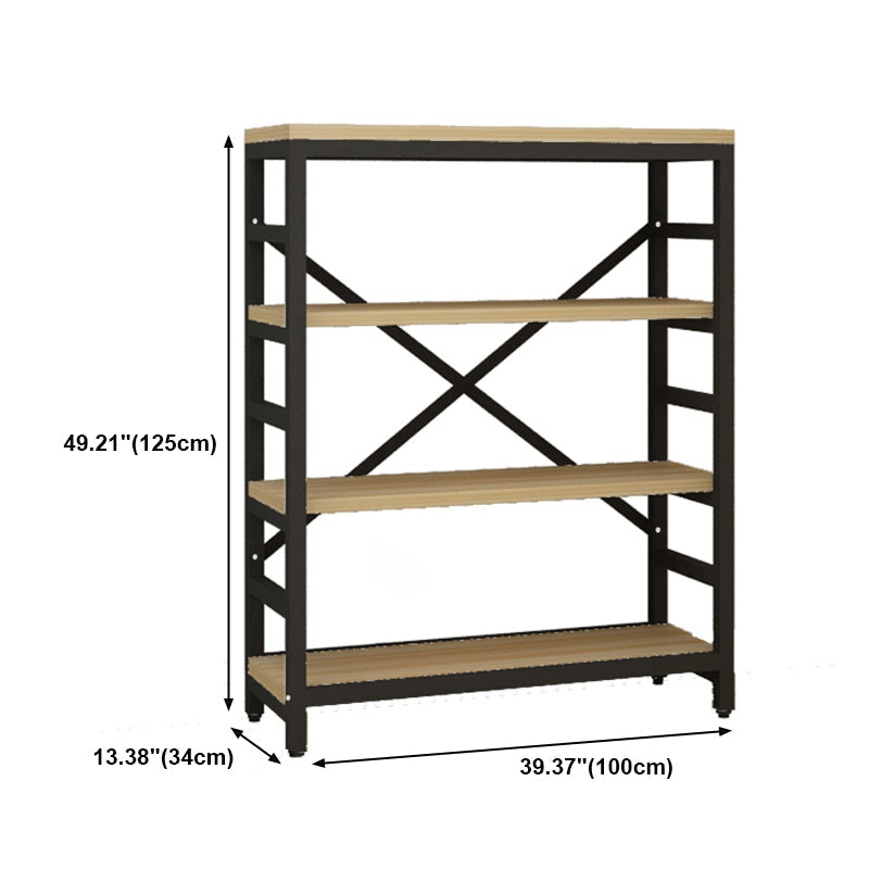 Estantería de estilo moderno marco de metal negro abiertamente estantería para la oficina