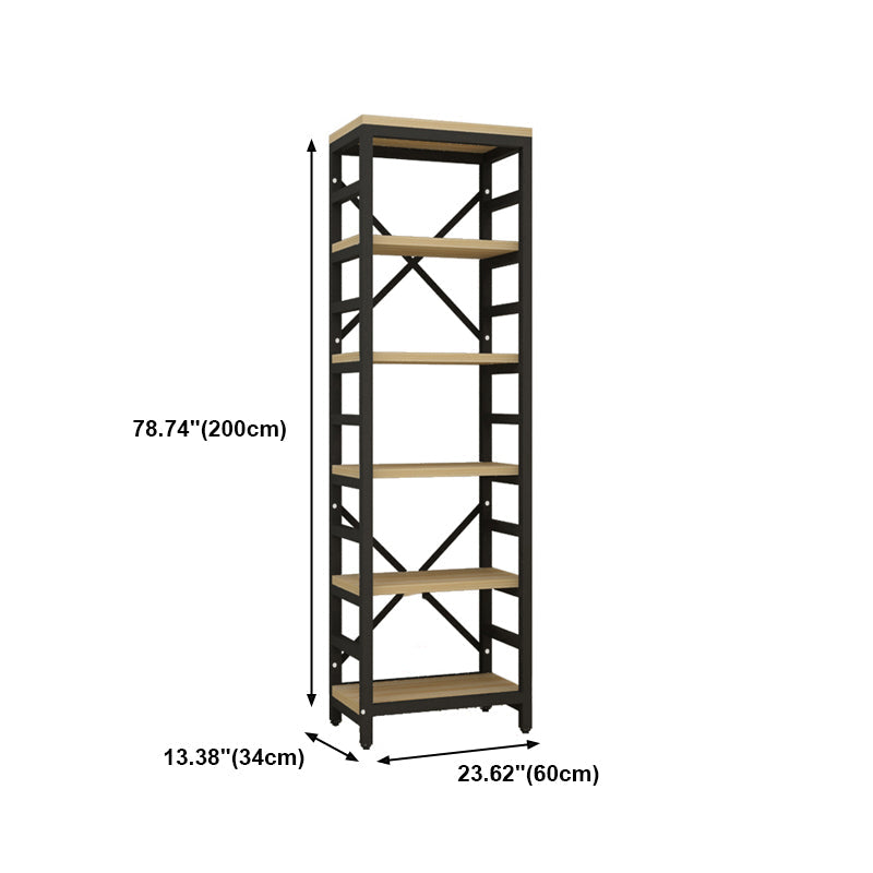 Estantería de estilo moderno marco de metal negro abiertamente estantería para la oficina