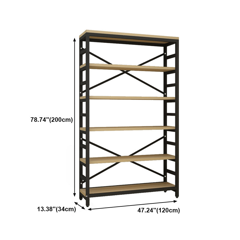 Estantería de estilo moderno marco de metal negro abiertamente estantería para la oficina