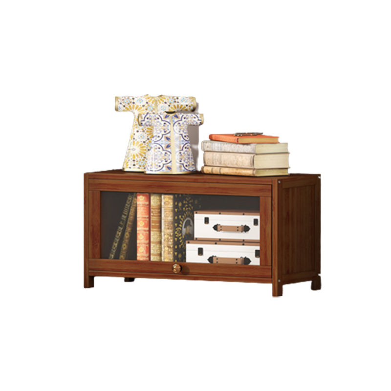 Estantería contemporánea de bambú marrón cerrada estantería con puerta para la oficina en casa
