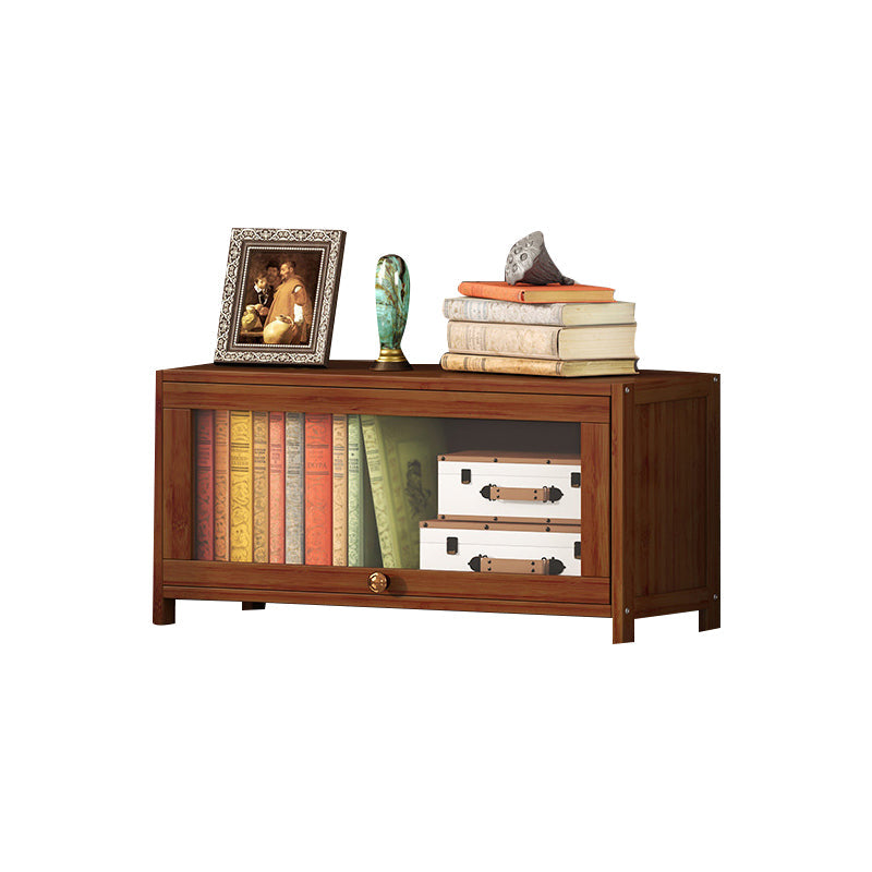 Estantería contemporánea de bambú marrón cerrada estantería con puerta para la oficina en casa