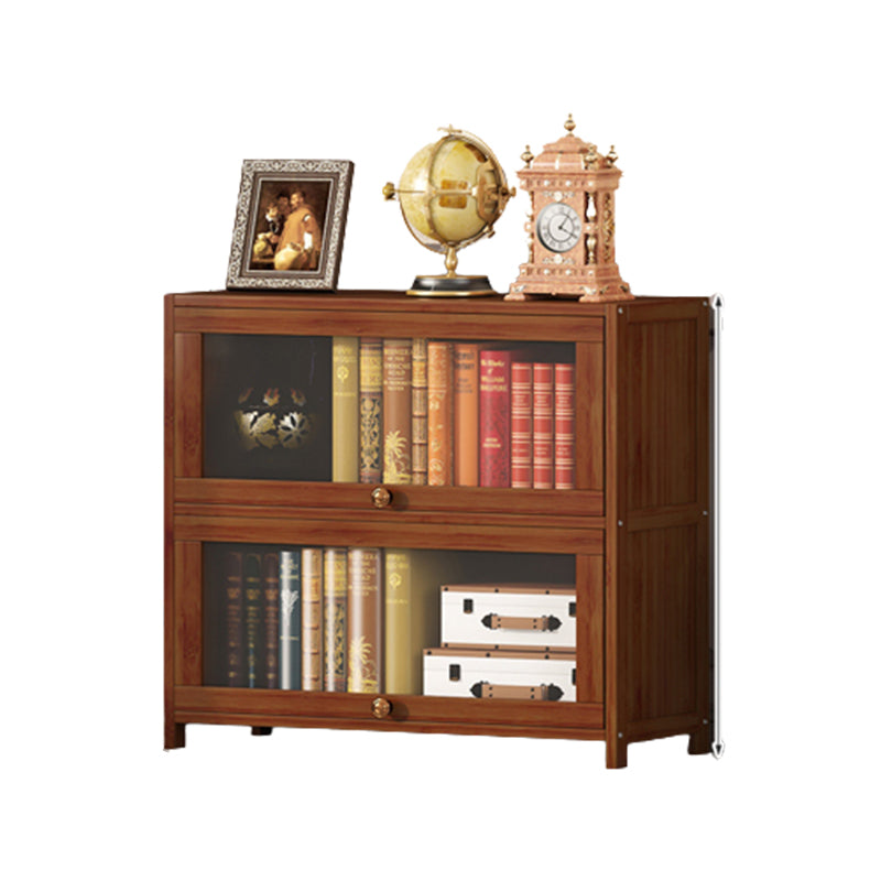 Estantería contemporánea de bambú marrón cerrada estantería con puerta para la oficina en casa