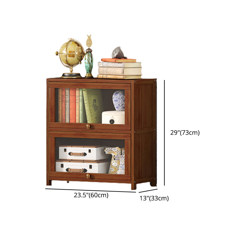 Estantería contemporánea de bambú marrón cerrada estantería con puerta para la oficina en casa