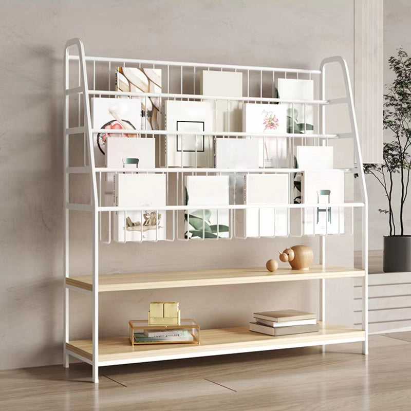 Modern Style Bookcase Metal Open Back Ladder Bookshelf for Home Office