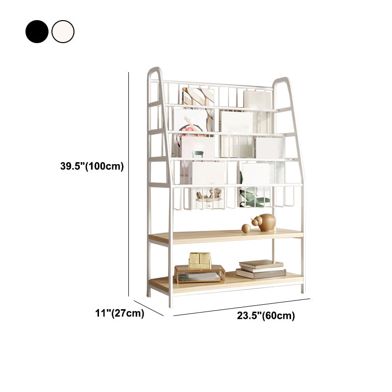 Modern Style Bookcase Metal Open Back Ladder Bookshelf for Home Office