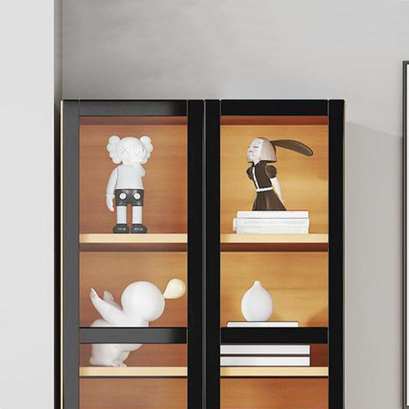 モダンなスタイルの本棚竹の閉じた本棚ホームオフィスのドア付きの本棚