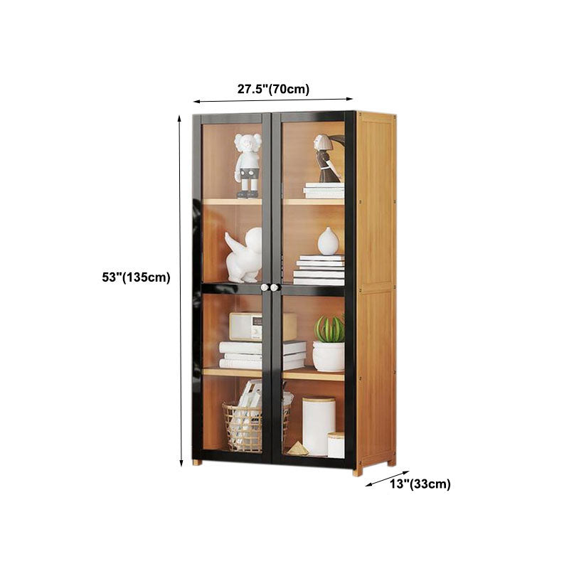 モダンなスタイルの本棚竹の閉じた本棚ホームオフィスのドア付きの本棚