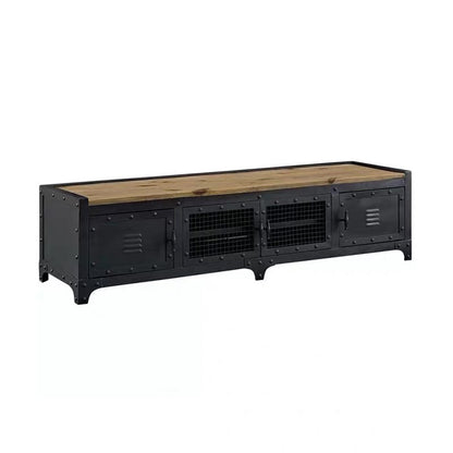 17.72"H TV Stand Industrial Style Enclosed Storage TV Console with 4 Doors 87"L x 16"W x 18"H Clearhalo 'furn' 'furn_tv_stands_entertainment_centers' 'Furniture' 'Living Room Furniture' 'TV Stands & Entertainment Centers' 'TV Stands & Media Storage Furniture' 'tv_stands_entertainment_centers' 5336812