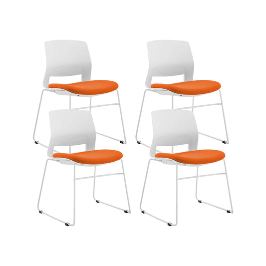Plastic Low Back Conference Chair Modern Steel Frame Armless Chair Orange 4 Piece Set Sled