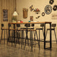 Industriale 1/4/5/9 pezzi tavolo da bar set rettangolo tavolino in legno con sgabelli alti