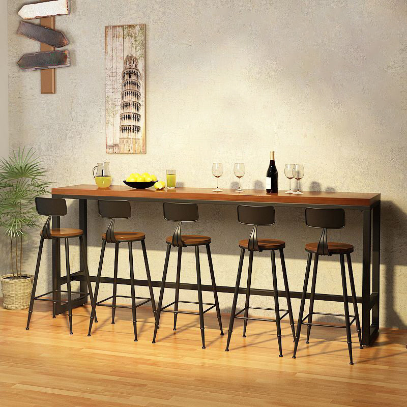 Rechteckiger Bar-Esstisch aus Holz. Moderner Bartisch mit Bockgestell in Schwarz