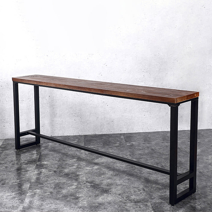 Rechteckiger Bar-Esstisch aus Holz. Moderner Bartisch mit Bockgestell in Schwarz