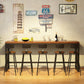 Rechteckiger Bar-Esstisch aus Holz. Moderner Bartisch mit Bockgestell in Schwarz