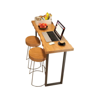 Rectangle Bar Dining Table Contemporary Wood Bar Table with Black Sled Base Without Chairs Clearhalo 'Bar Furniture' 'Bar Tables' 'bar_tables' 'furn' 'furn_bar_tables' 'Furniture' 'Kitchen & Dining Furniture' 5337875