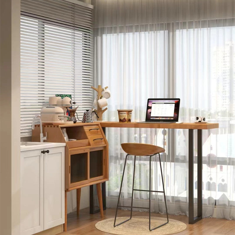 Rectangle Bar Dining Table Contemporary Wood Bar Table with Black Sled Base Clearhalo 'Bar Furniture' 'Bar Tables' 'bar_tables' 'furn' 'furn_bar_tables' 'Furniture' 'Kitchen & Dining Furniture' 5337878