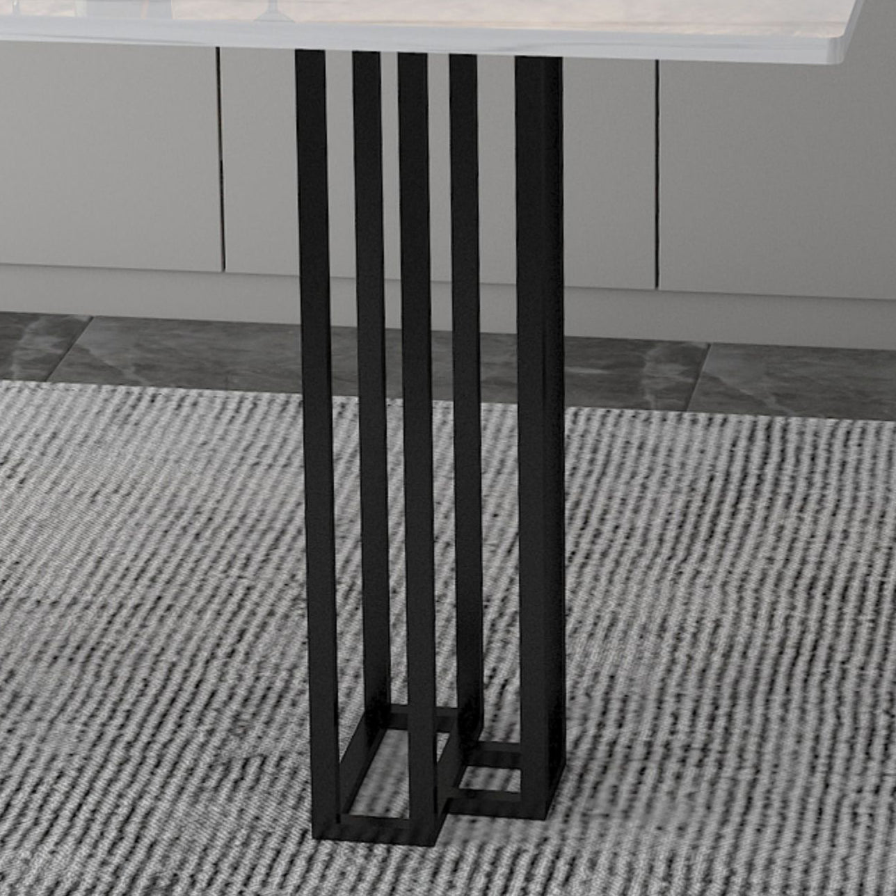 White Stone Top Bar Table Traditional Luxury Bar Dining Table with Sled Base Clearhalo 'Bar Furniture' 'Bar Tables' 'bar_tables' 'furn' 'furn_bar_tables' 'Furniture' 'Kitchen & Dining Furniture' 5337972