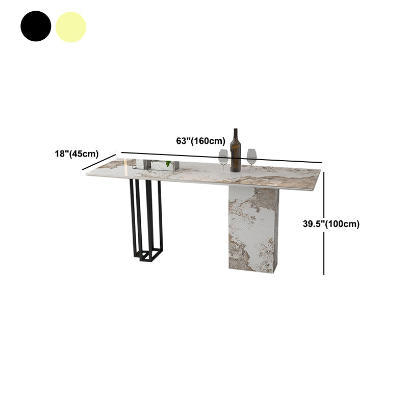 White Stone Top Bar Table Traditional Luxury Bar Dining Table with Sled Base Clearhalo 'Bar Furniture' 'Bar Tables' 'bar_tables' 'furn' 'furn_bar_tables' 'Furniture' 'Kitchen & Dining Furniture' 5337977