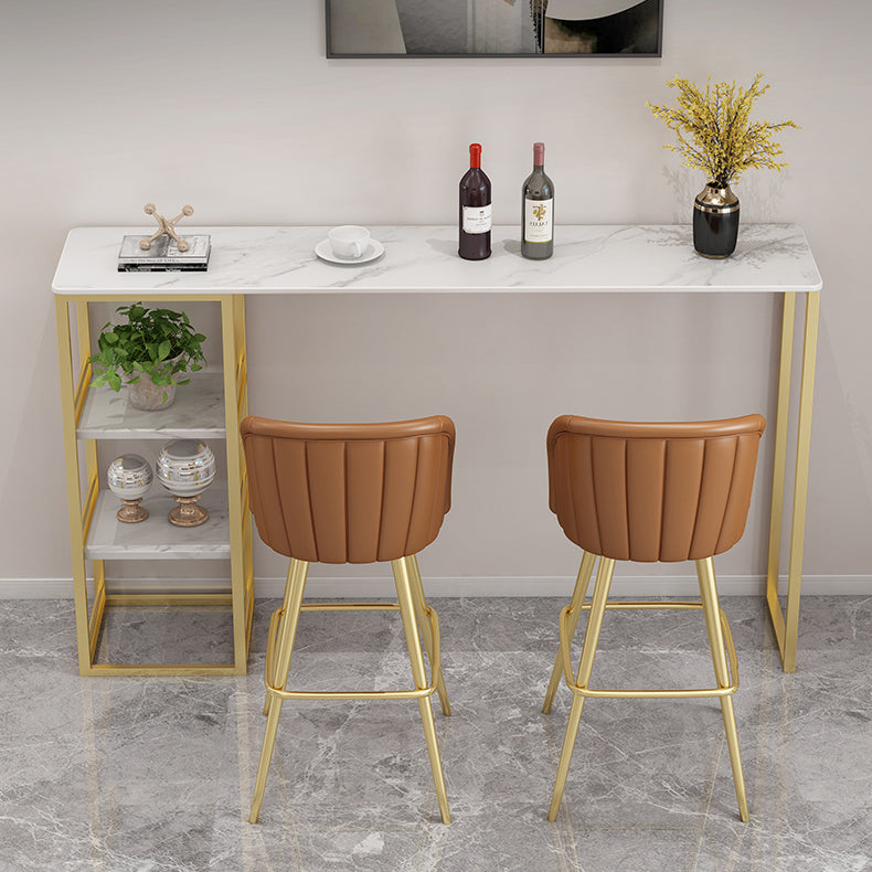 Tavolo da pranzo bar rettangolo bar a barre da pranzo con base di cavalletto dorato