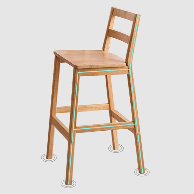 Café Simple Solid Wood Barstool taburete de bar con respaldo con respaldo