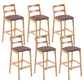 Café Simple Solid Wood Barstool taburete de bar con respaldo con respaldo