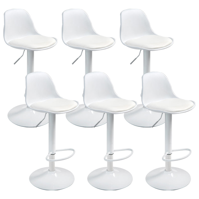 Contemporary Adjustable Height Bar Stool PU Leather Bar Stools for Kitchen White White 6 Piece Set Clearhalo 'Bar Furniture' 'Bar Stools' 'bar_stools' 'furn' 'furn_bar_stools' 'Furniture' 'Kitchen & Dining Furniture' 5338316