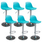 Contemporary Adjustable Height Bar Stool PU Leather Bar Stools for Kitchen Blue Silver 6 Piece Set Clearhalo 'Bar Furniture' 'Bar Stools' 'bar_stools' 'furn' 'furn_bar_stools' 'Furniture' 'Kitchen & Dining Furniture' 5338339