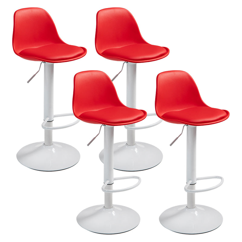 Contemporary Adjustable Height Bar Stool PU Leather Bar Stools for Kitchen Red White 4 Piece Set Clearhalo 'Bar Furniture' 'Bar Stools' 'bar_stools' 'furn' 'furn_bar_stools' 'Furniture' 'Kitchen & Dining Furniture' 5338342