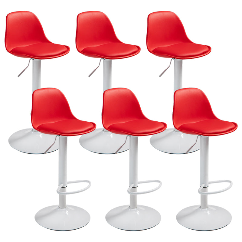 Contemporary Adjustable Height Bar Stool PU Leather Bar Stools for Kitchen Red White 6 Piece Set Clearhalo 'Bar Furniture' 'Bar Stools' 'bar_stools' 'furn' 'furn_bar_stools' 'Furniture' 'Kitchen & Dining Furniture' 5338343
